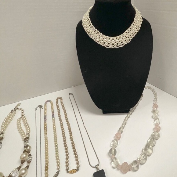 10 Pc Necklaces Crystal Bead Cameo Vintage Jewelry Lot - Picture 11 of 14